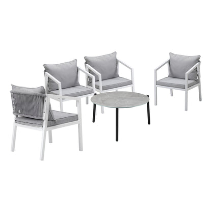 Livsip 5PCS Outdoor Patio Set 70cm Coffee Table 4 Armchairs-Outdoor Patio Set-PEROZ Accessories