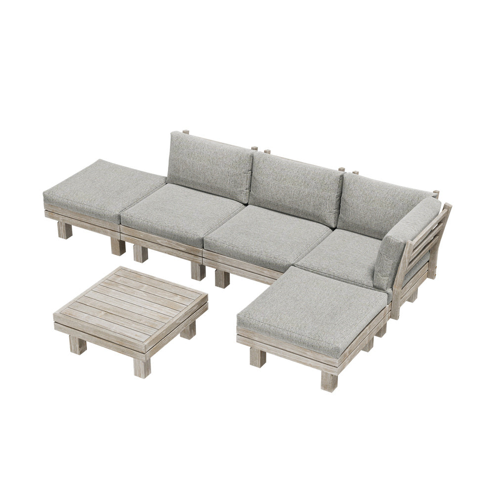 Livsip 6 Piece Outdoor Furniture Sofa Set Wooden Lounge Setting-Outdoor Sofa Set-PEROZ Accessories