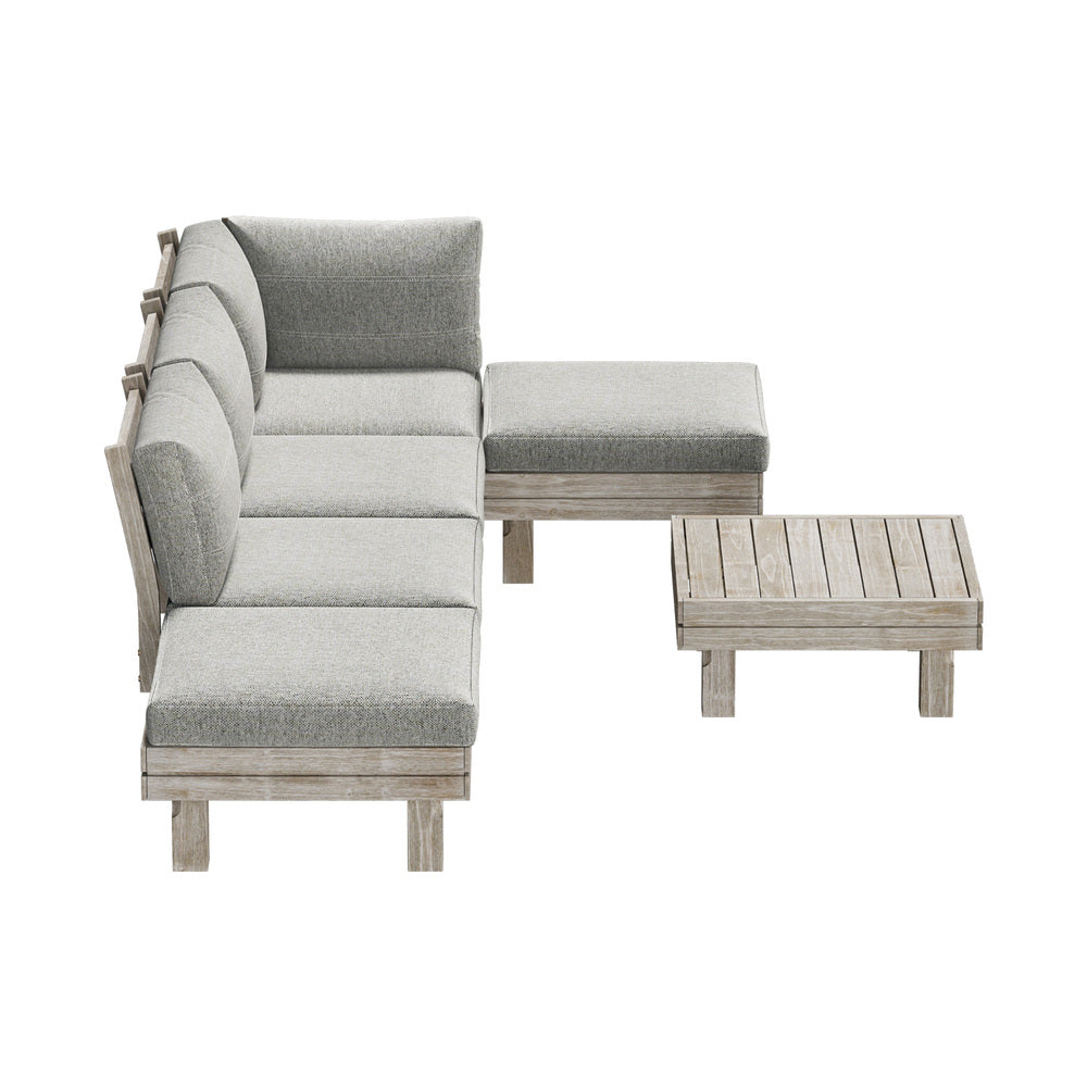 Livsip 6 Piece Outdoor Furniture Sofa Set Wooden Lounge Setting-Outdoor Sofa Set-PEROZ Accessories