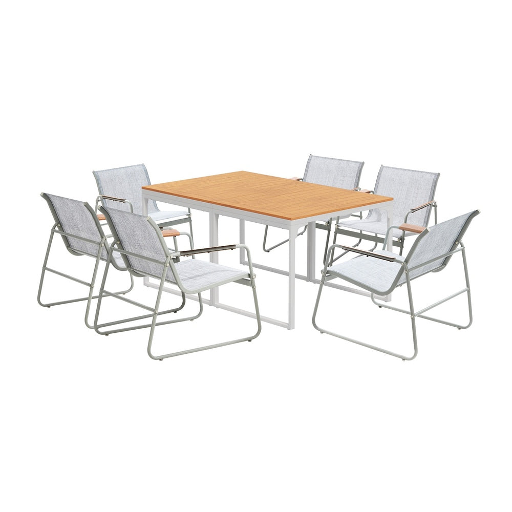 Livsip 6 Seater Outdoor Dining Set Patio Table Chairs Furniture-Outdoor Dining Set-PEROZ Accessories