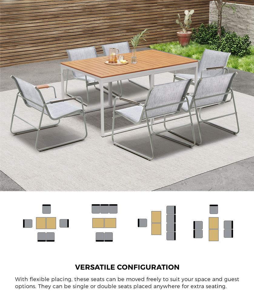 Livsip 6 Seater Outdoor Dining Set Patio Table Chairs Furniture-Outdoor Dining Set-PEROZ Accessories