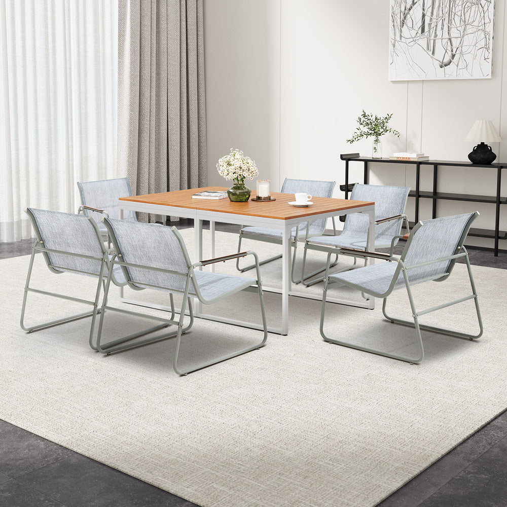 Livsip 6 Seater Outdoor Dining Set Patio Table Chairs Furniture-Outdoor Dining Set-PEROZ Accessories