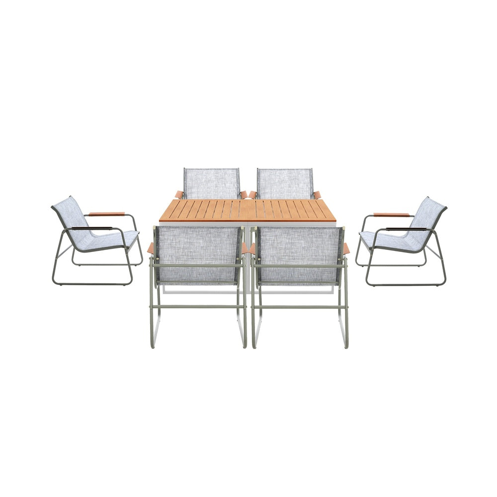 Livsip 6 Seater Outdoor Dining Set Patio Table Chairs Furniture-Outdoor Dining Set-PEROZ Accessories