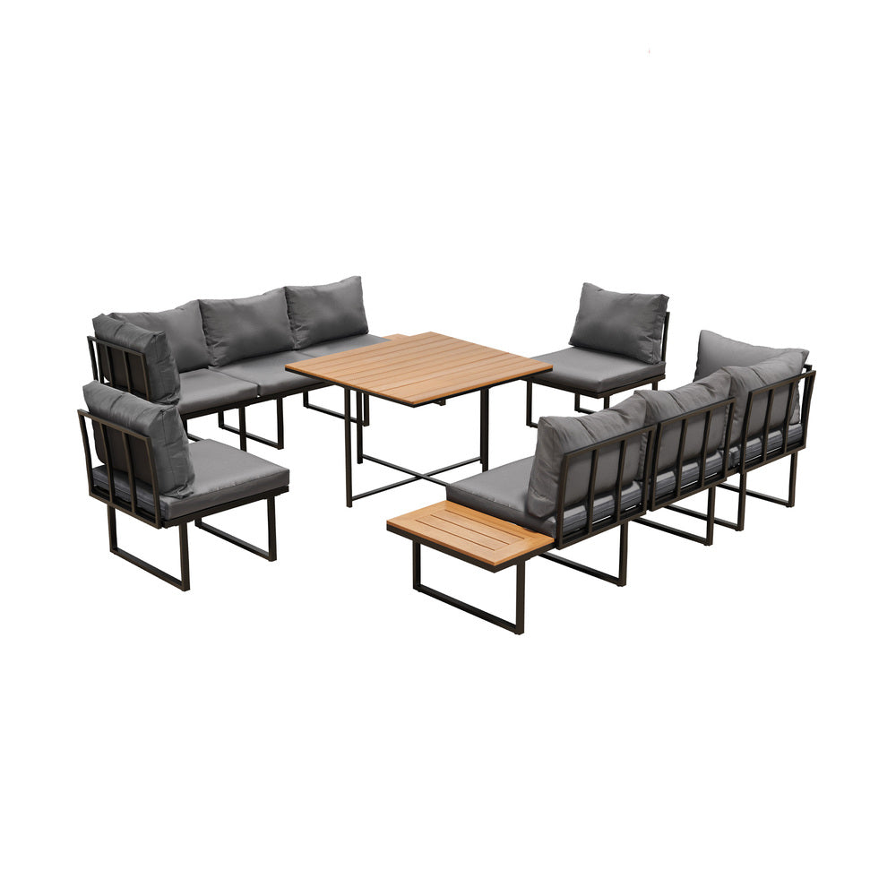 Livsip 6 Seater Outdoor Dining Sofa Lounge Patio Garden Setting-Outdoor Dining Set-PEROZ Accessories