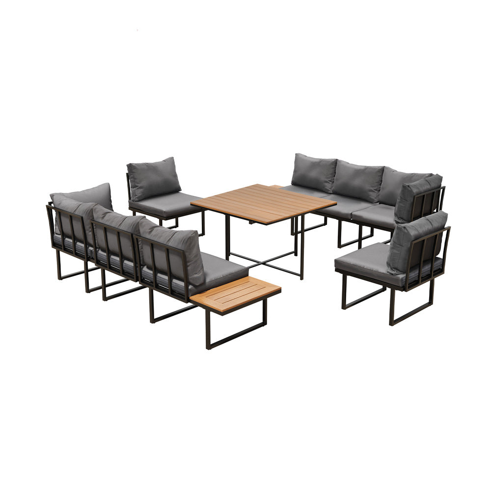 Livsip 6 Seater Outdoor Dining Sofa Lounge Patio Garden Setting-Outdoor Dining Set-PEROZ Accessories