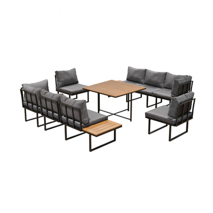 Livsip 6 Seater Outdoor Dining Sofa Lounge Patio Garden Setting-Outdoor Dining Set-PEROZ Accessories
