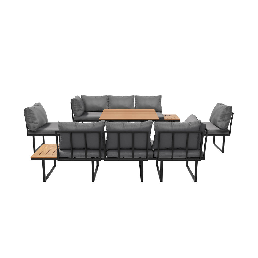 Livsip 6 Seater Outdoor Dining Sofa Lounge Patio Garden Setting-Outdoor Dining Set-PEROZ Accessories