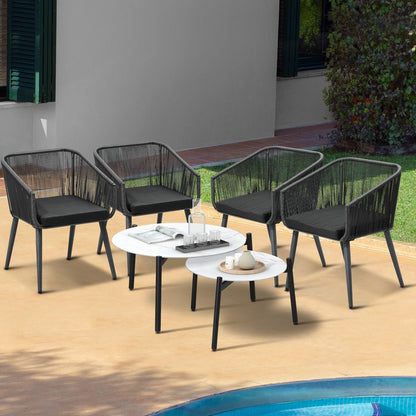 Livsip 6PC Outdoor Patio Set 2 Coffee Table with Grey Chairs-Outdoor Patio Set-PEROZ Accessories