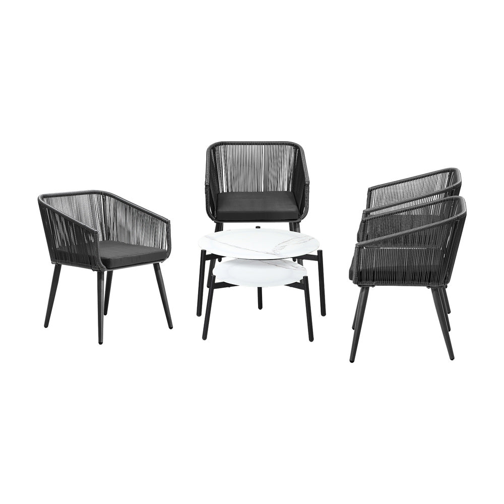 Livsip 6PC Outdoor Patio Set 2 Coffee Table with Grey Chairs-Outdoor Patio Set-PEROZ Accessories