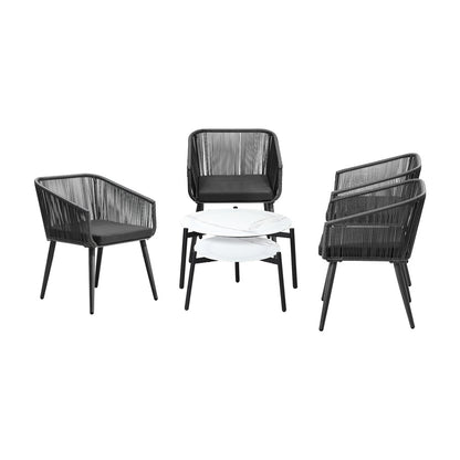 Livsip 6PC Outdoor Patio Set 2 Coffee Table with Grey Chairs-Outdoor Patio Set-PEROZ Accessories