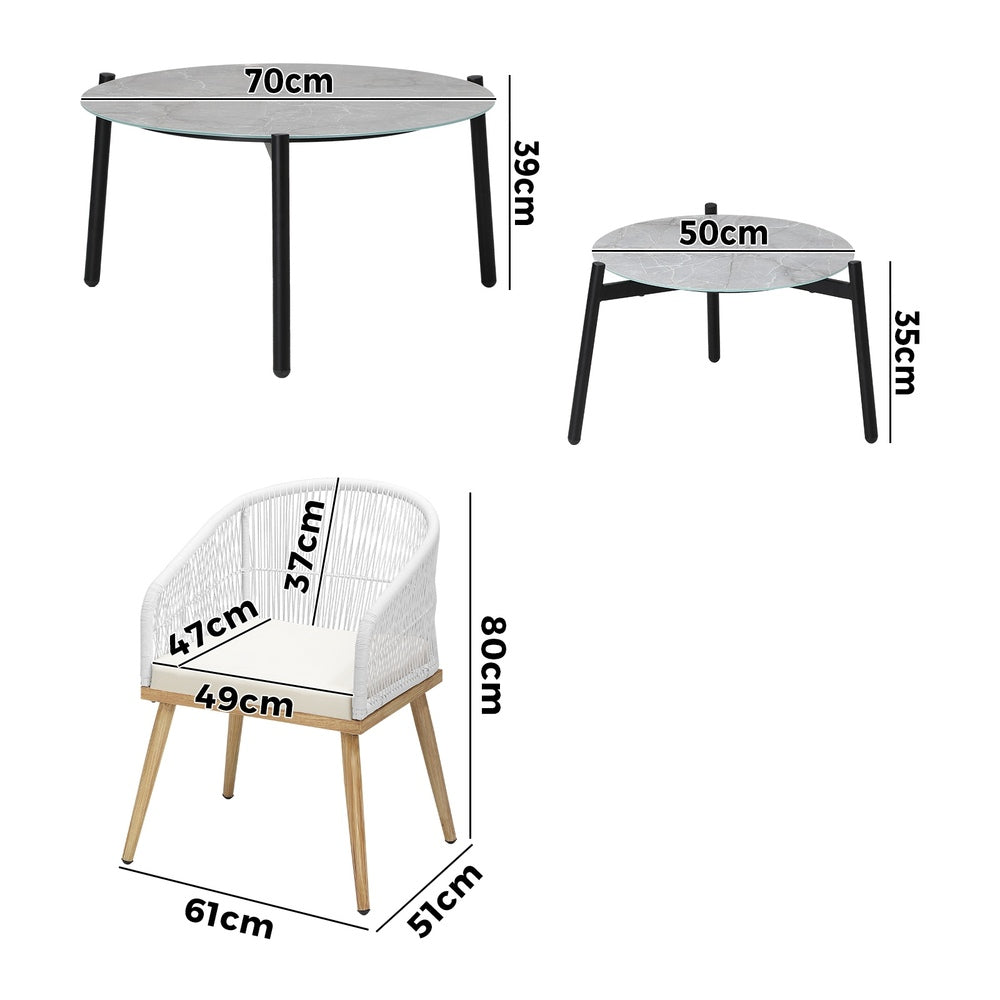 Livsip 6PC Outdoor Patio Set Grey Table Sets Polyester Chair Rope-Outdoor Patio Set-PEROZ Accessories