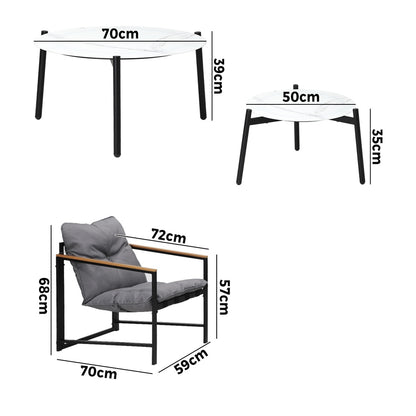 Livsip 6PC Outdoor Patio Set Round White Marble Table Sets with Chairs-Outdoor Patio Set-PEROZ Accessories