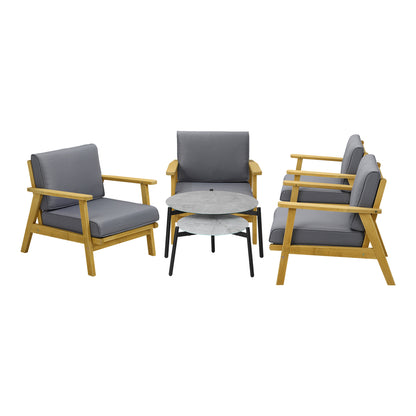 Livsip 6PCS Outdoor Lounge Set 2pc Grey Coffee Table Sets with Armchairs-Outdoor Patio Set-PEROZ Accessories