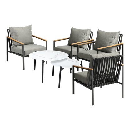 Livsip 6PCS Outdoor Lounge Set White 50/70cm Coffee Table Chairs-Outdoor Patio Set-PEROZ Accessories