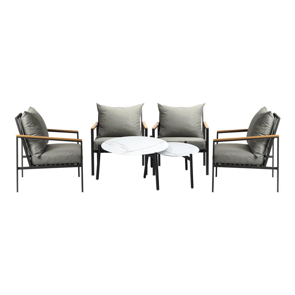 Livsip 6PCS Outdoor Lounge Set White 50/70cm Coffee Table Chairs-Outdoor Patio Set-PEROZ Accessories