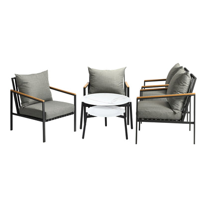 Livsip 6PCS Outdoor Lounge Set White 50/70cm Coffee Table Chairs-Outdoor Patio Set-PEROZ Accessories