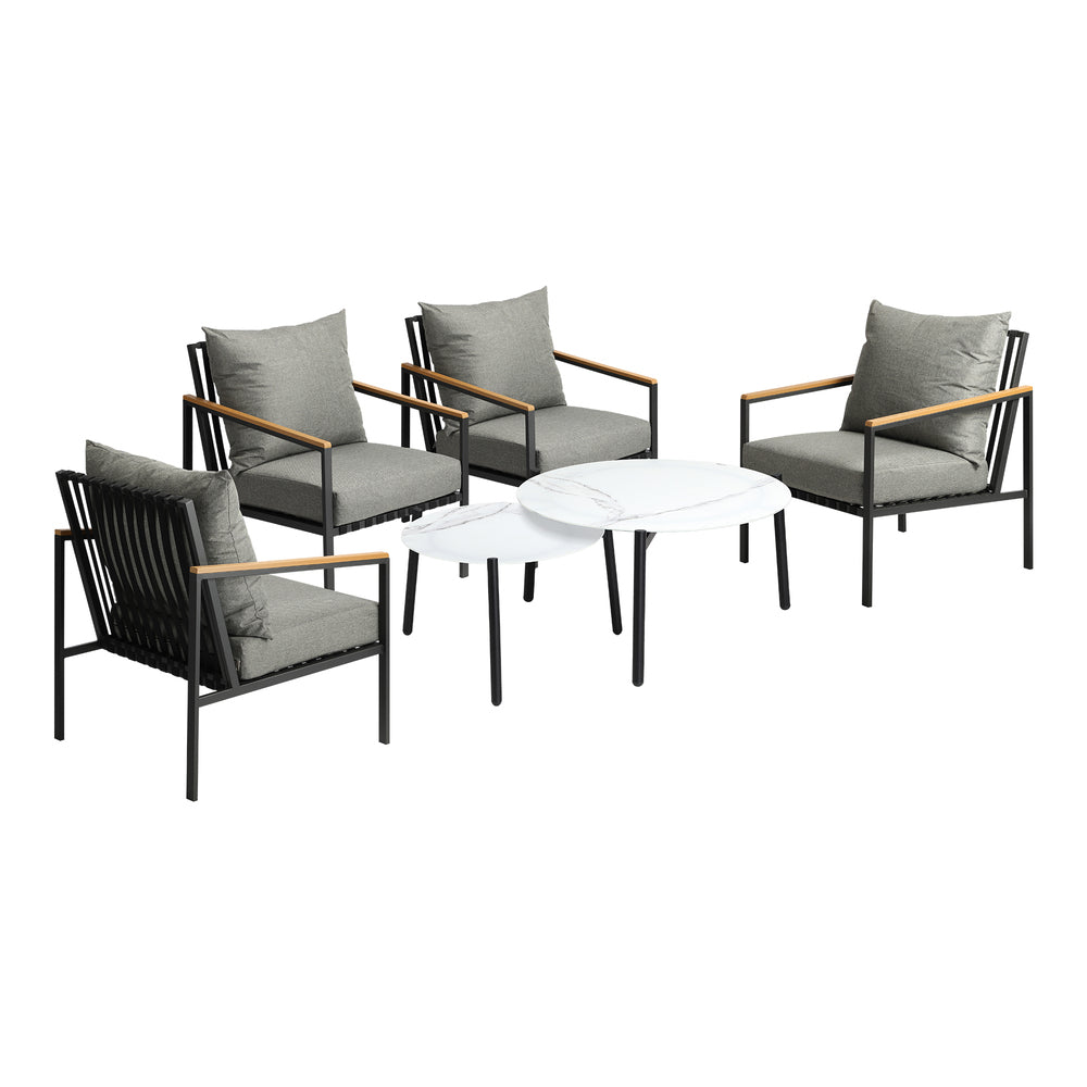 Livsip 6PCS Outdoor Lounge Set White 50/70cm Coffee Table Chairs-Outdoor Patio Set-PEROZ Accessories