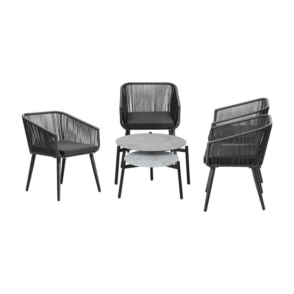 Livsip 6PCS Outdoor Patio Set 2pc Coffee Table Polyester Chair Rope-Outdoor Patio Set-PEROZ Accessories