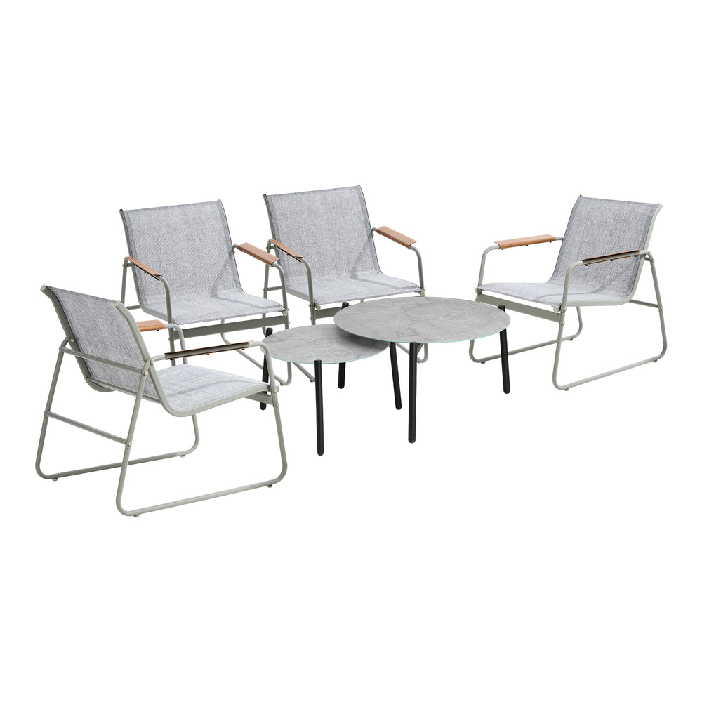 Livsip 6PCS Outdoor Patio Set 4x Chairs Coffee Table Set Textilene-Outdoor Patio Set-PEROZ Accessories