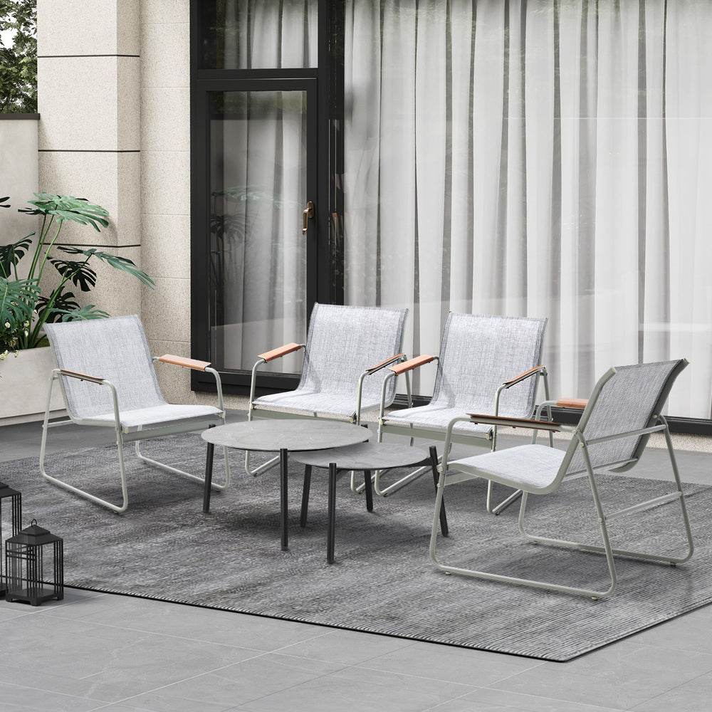 Livsip 6PCS Outdoor Patio Set 4x Chairs Coffee Table Set Textilene-Outdoor Patio Set-PEROZ Accessories