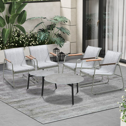 Livsip 6PCS Outdoor Patio Set 4x Chairs Coffee Table Set Textilene-Outdoor Patio Set-PEROZ Accessories