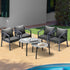 Livsip 6PCS Outdoor Patio Set Grey 70cm Coffee Table Set Grey Chairs-Outdoor Patio Set-PEROZ Accessories