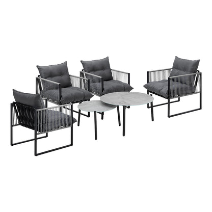Livsip 6PCS Outdoor Patio Set Grey Coffee Table Set Lounge Chairs-Outdoor Patio Set-PEROZ Accessories