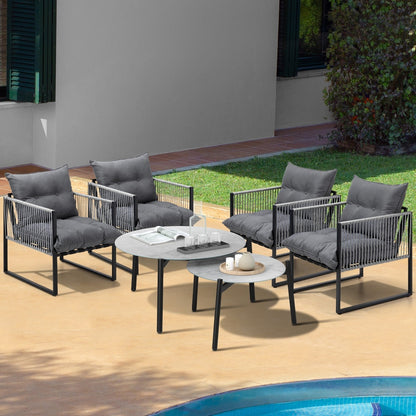 Livsip 6PCS Outdoor Patio Set Grey Coffee Table Set Lounge Chairs-Outdoor Patio Set-PEROZ Accessories