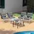 Livsip 6PCS Outdoor Patio Set Grey Table Set with White Chairs-Outdoor Patio Set-PEROZ Accessories