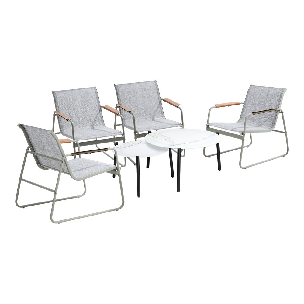 Livsip 6PCS Outdoor Patio Set Textilene Chair Lounge Coffee Table Set-Outdoor Patio Set-PEROZ Accessories