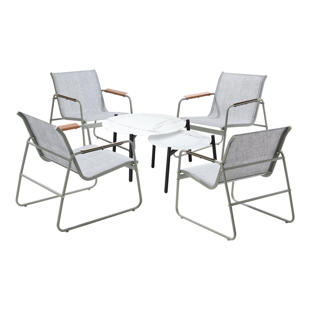 Livsip 6PCS Outdoor Patio Set Textilene Chair Lounge Coffee Table Set-Outdoor Patio Set-PEROZ Accessories