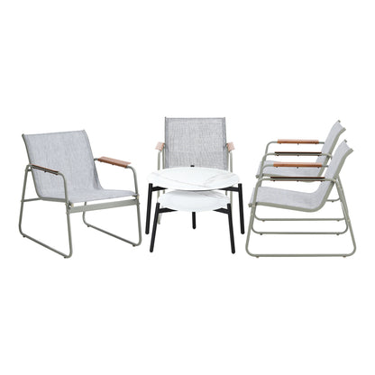 Livsip 6PCS Outdoor Patio Set Textilene Chair Lounge Coffee Table Set-Outdoor Patio Set-PEROZ Accessories