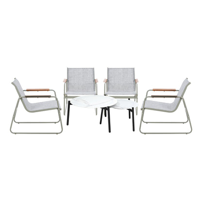 Livsip 6PCS Outdoor Patio Set Textilene Chair Lounge Coffee Table Set-Outdoor Patio Set-PEROZ Accessories
