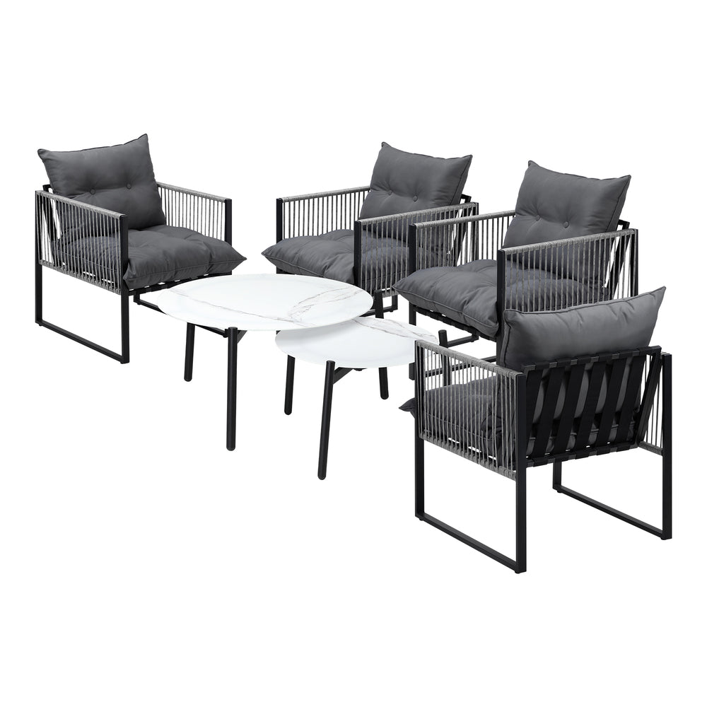 Livsip 6PCS Outdoor Patio Set White Coffee Table Set Lounge Chairs-Outdoor Patio Set-PEROZ Accessories