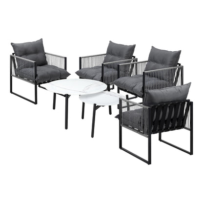 Livsip 6PCS Outdoor Patio Set White Coffee Table Set Lounge Chairs-Outdoor Patio Set-PEROZ Accessories