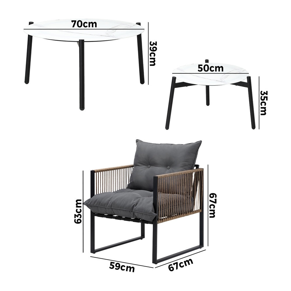 Livsip 6PCS Outdoor Patio Set White Coffee Table Set Rattan Chairs-Outdoor Patio Set-PEROZ Accessories