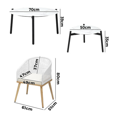 Livsip 6PCS Outdoor Patio Set White Table Sets Polyester Chair Rope-Outdoor Patio Set-PEROZ Accessories