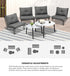 Livsip 6PCS Outdoor Sofa Set 2-in-1 Coffee Table with Chairs Grey-Outdoor Sofa Set-PEROZ Accessories