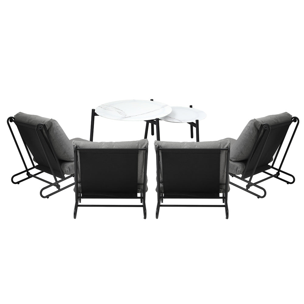 Livsip 6PCS Outdoor Sofa Set 2-in-1 Coffee Table with Chairs Grey-Outdoor Sofa Set-PEROZ Accessories