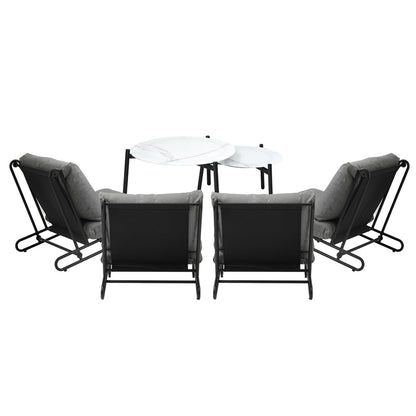 Livsip 6PCS Outdoor Sofa Set 2-in-1 Coffee Table with Chairs Grey-Outdoor Sofa Set-PEROZ Accessories