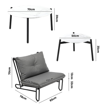 Livsip 6PCS Outdoor Sofa Set 2-in-1 Coffee Table with Chairs Grey-Outdoor Sofa Set-PEROZ Accessories