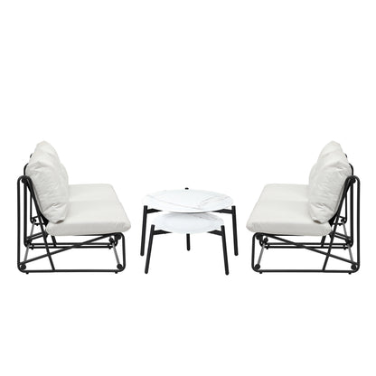 Livsip 6PCS Outdoor Sofa Set Nesting Coffee Table with Chairs Beige-Outdoor Sofa Set-PEROZ Accessories