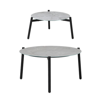 Livsip 6pc Outdoor Patio Set Grey Round Table 4pc Rattan White Chairs-Outdoor Patio Set-PEROZ Accessories