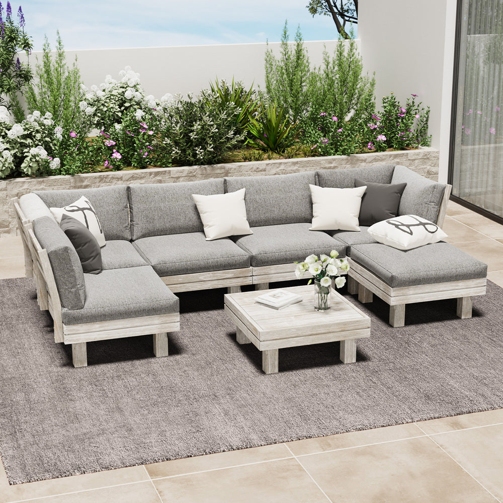 Livsip 7PCS Outdoor Furniture Sofa Set Lounge Setting Garden-Outdoor Sofa Set-PEROZ Accessories
