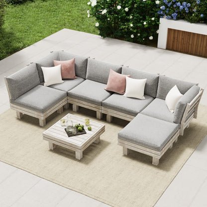 Livsip 7PCS Outdoor Furniture Sofa Set Lounge Setting Garden-Outdoor Sofa Set-PEROZ Accessories