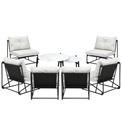 Livsip 8PCS Outdoor Sofa Set 2-in-1 Coffee Table with Chairs Beige-Outdoor Sofa Set-PEROZ Accessories