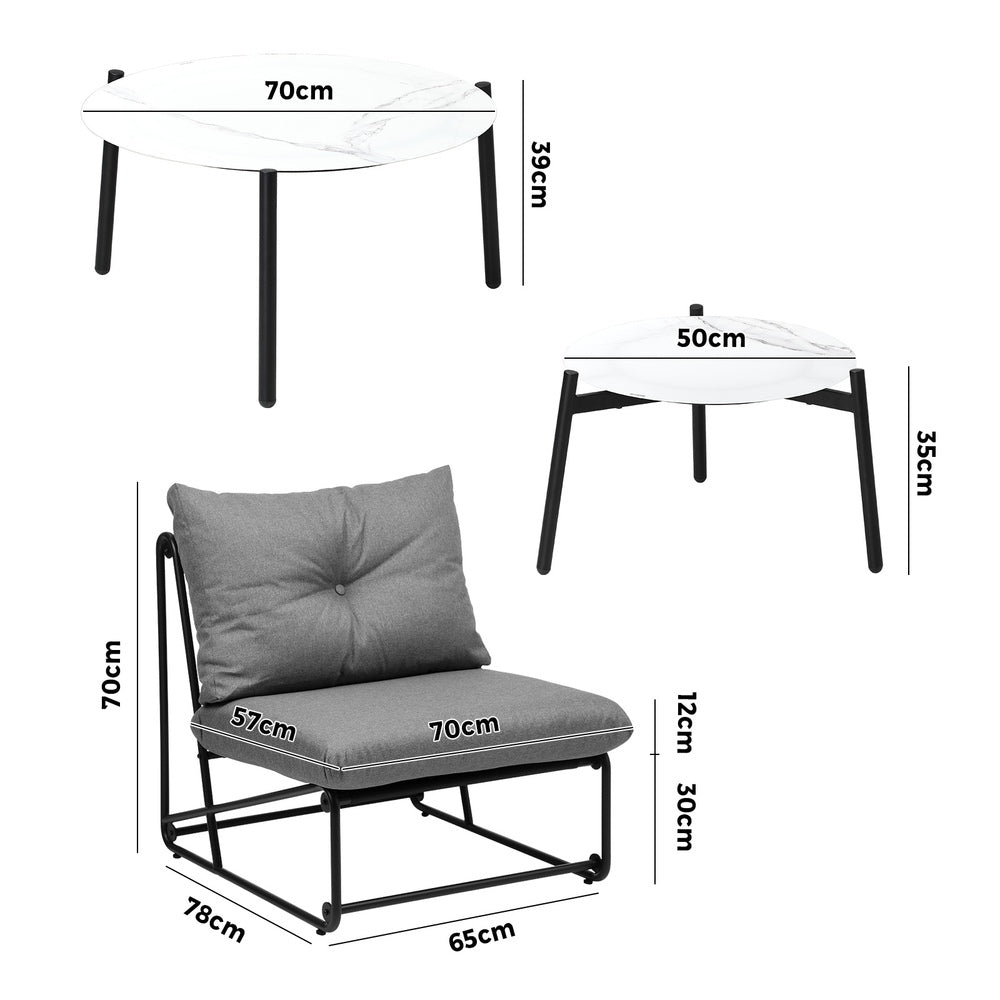 Livsip 8PCS Outdoor Sofa Set 2-in-1 Coffee Table with Chairs Grey-Outdoor Sofa Set-PEROZ Accessories