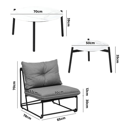 Livsip 8PCS Outdoor Sofa Set 2-in-1 Coffee Table with Chairs Grey-Outdoor Sofa Set-PEROZ Accessories