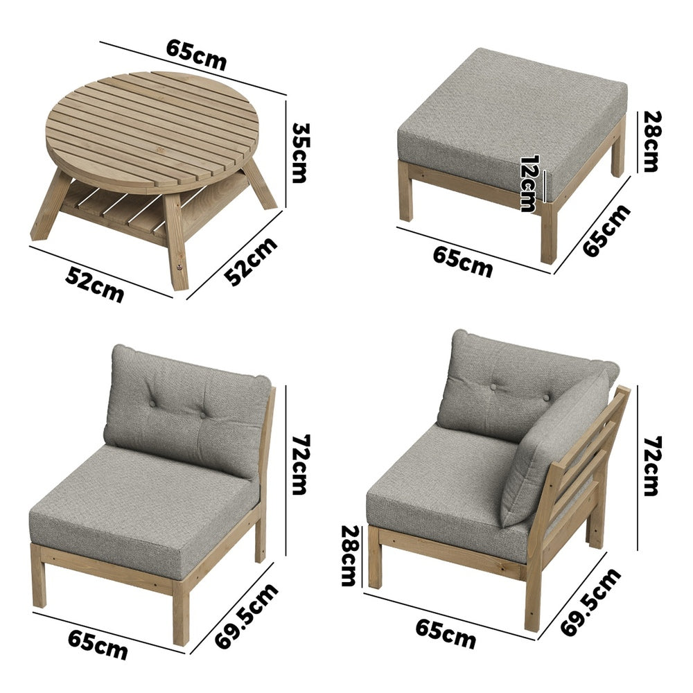 Livsip 8PCS Outdoor Sofa Set Lounge Setting Patio Furniture Beige-Outdoor Sofa Set-PEROZ Accessories