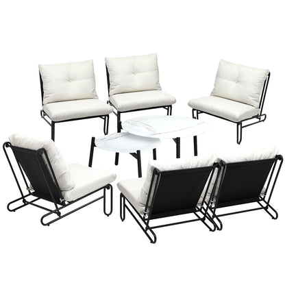 Livsip 8PCS Outdoor Sofa Set Nesting Coffee Table with Chairs Beige-Outdoor Sofa Set-PEROZ Accessories